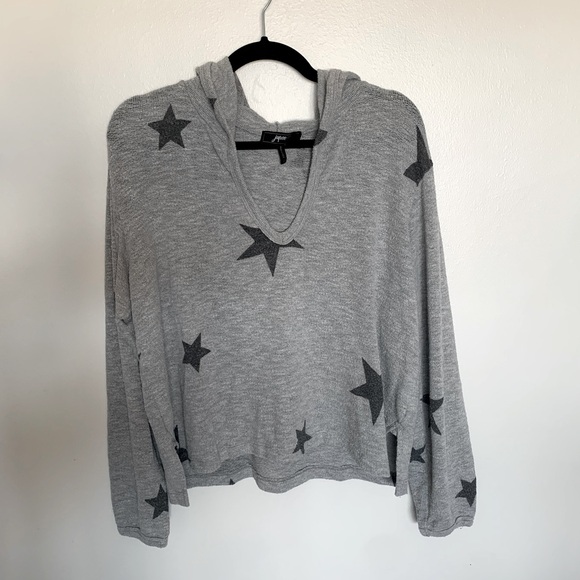 jupee Tops - Jupee gray with stars motif. Light weight long sleeve and v neck hoodie. Size L